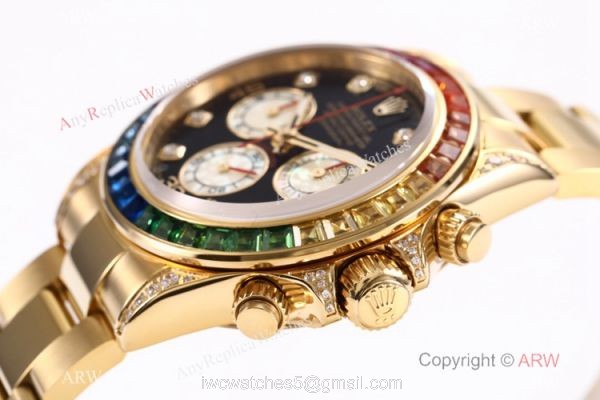 BL Factory Replica Rolex Daytona Rainbow All Gold Watch Swiss Cal.4130 Chronograph 3