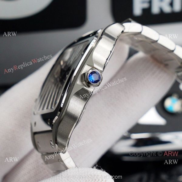 (TW ) Best Skeleton Cartier Santos Stainless Steel Watch For Men High End Replica 3