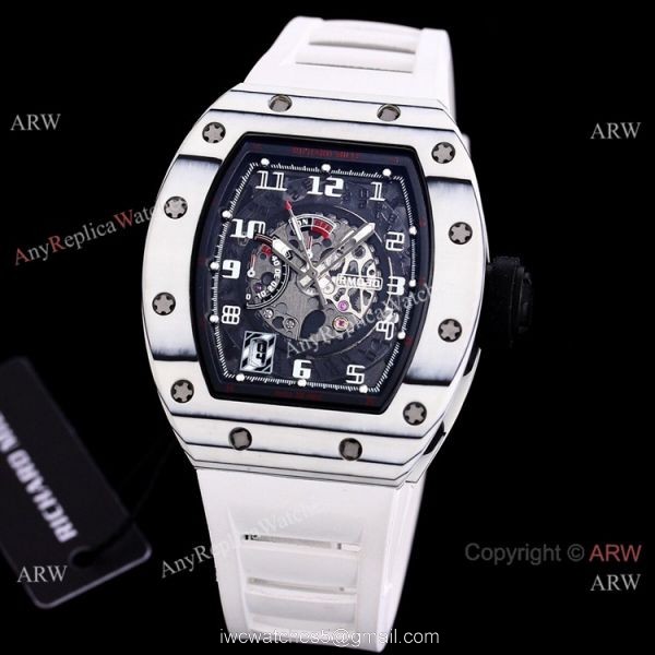 Best Copy Richard Mille RM 030 White Rush Limit Edition Watch Black Rubber Band 3