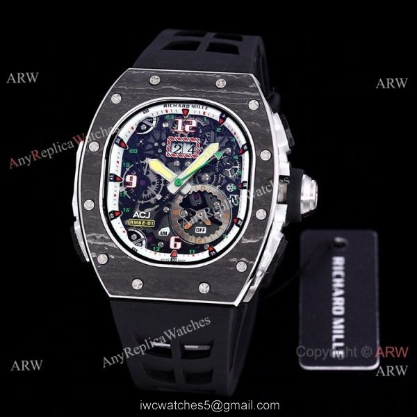 White Rubber Band Richard Mille 62-01 Tourbillon Vibrating Alarm ACJ Replica Watch 3