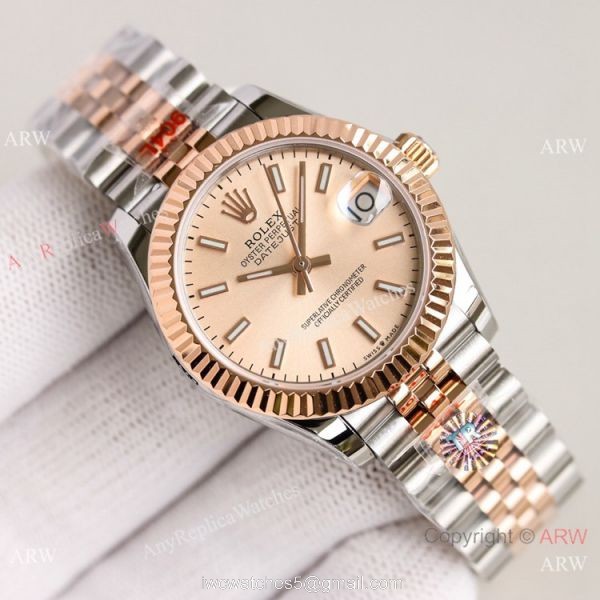 TR Factory 904L Replica Rolex Datejust 31mm Watch Jubilee 2-Tone Rose Gold Gray Dial 3