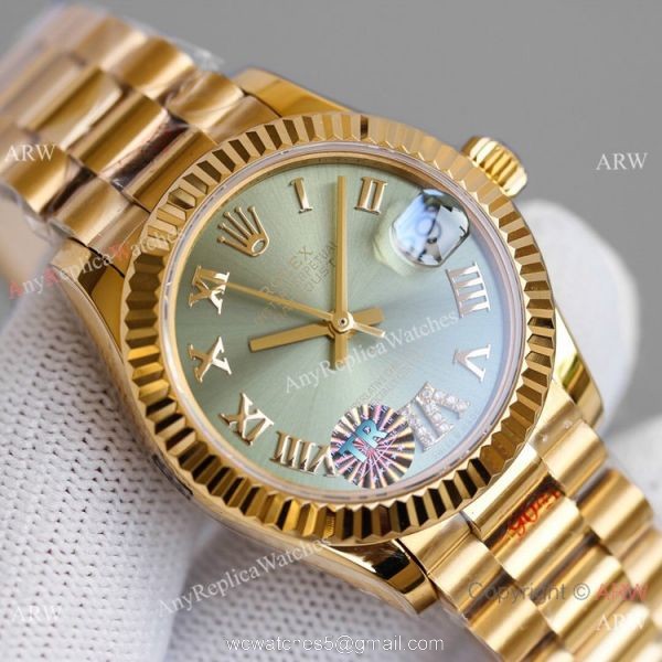TR Factory 904L Swiss Copy Rolex Datejust 31mm Watch President Rose Gold Case 3
