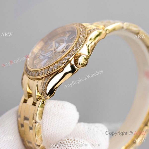JH Factory Replica Rolex Pearlmaster 81158 Yellow Gold Watch 34mm 3