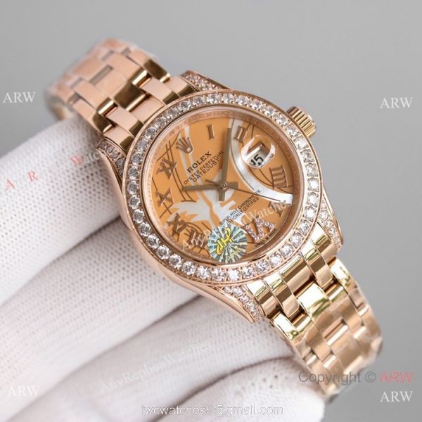 JH Factory Replica Rolex Pearlmaster 81285 Rose Gold Watch 34mm 3