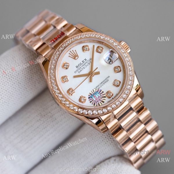TR Factory 904L Steel Rolex Oyster Perpetual Datejust 31mm Lady Rose Gold Diamonds 3