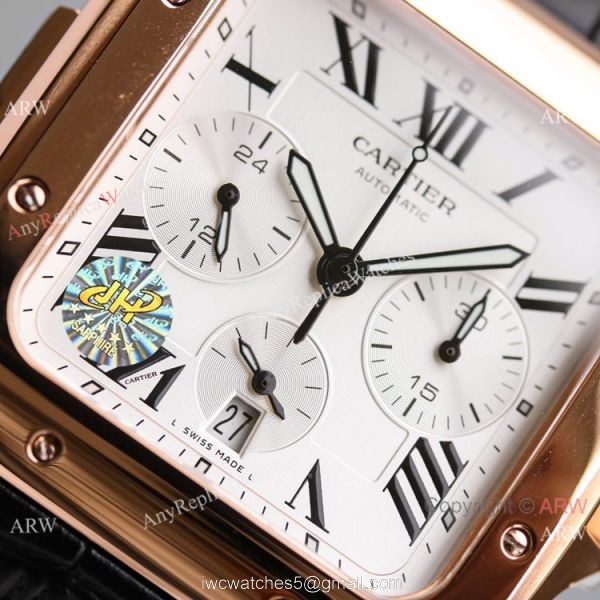 JH Swiss Grade Cartier Santos de Cartier Chronograph Rose Gold Watch 2021 New! 3