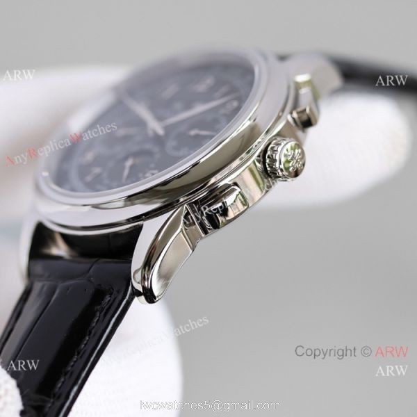 JH Swiss Copy Patek Philippe Perpetual Calendar Chronograph Watch SS Black Dial 3