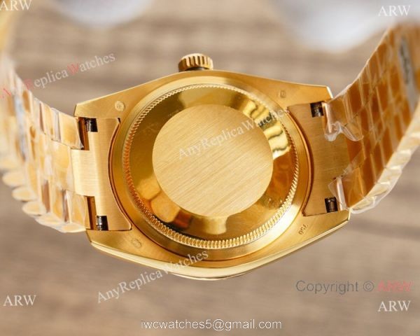 Swiss Copy Rolex Day-Date President Yellow Gold Onyx Face Watch 36mm 3