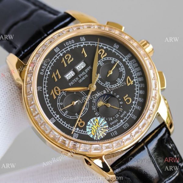 JH Swiss Replica Patek Philippe Perpetual Calendar Chronograph Watch 5270z Diamond Bezel 3