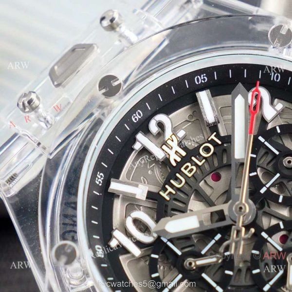 2021 New Hublot Unico Sapphire Transparent Chronograph Watch Black Inner 3