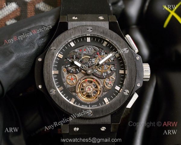 2021 Copy Hublot Big Bang Tourbillon 45mm Watches Rose Gold White Face 3