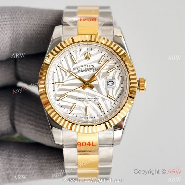 Swiss Quality Rolex Oyster Perpetual Datejust 41mm Watch Two Tone Oyster Palm Dial 3
