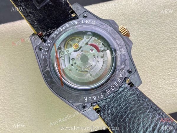 2021 Super Clone Rolex Diw GMT-Master 2 Watch JH Factory Cal.3186 Movement Carbon Case Khaki fabric Leather Strap 3