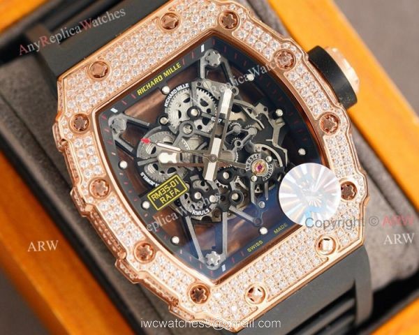 (RM Factory) Rose Gold Richard Mille RM35-01 Replica Watch With Diamonds 3
