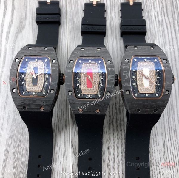 Swiss Quality Richard Mille RM007-1 Women Watch CarbonRose Gold Case 3