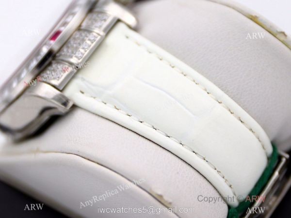 R7 Swiss Copy Rolex 116599 Daytona Paved Diamond Watch White Leather Strap 3
