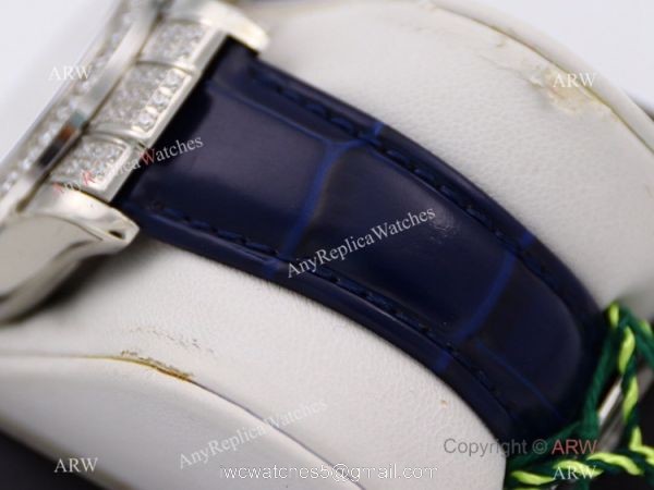 R7 Swiss Replica Rolex Cosmograph Daytona Paved Diamond Watch Blue Leather Strap 3