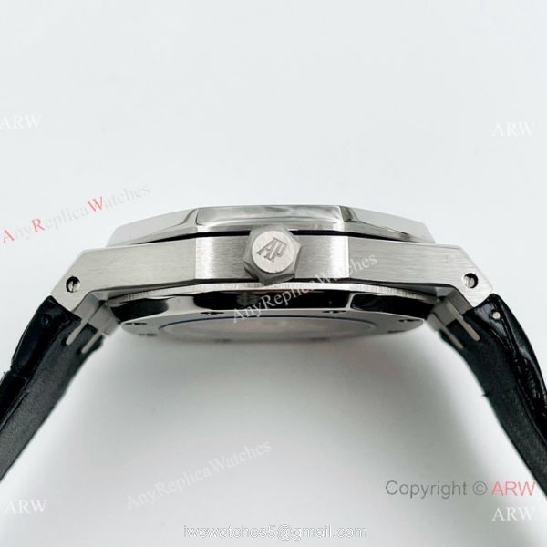 Best Quality Audemars Piguet Royal Oak Autoamtic Watch Black Leather Strap 3