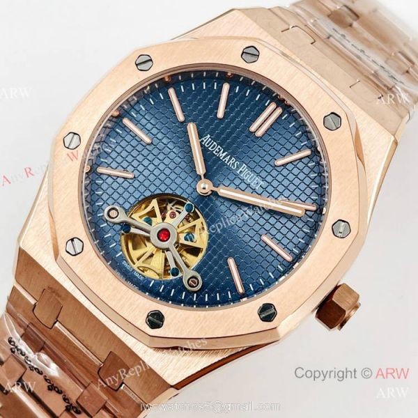 Copy Audemars Piguet Tourbillon Royal Oak Men Watch Rose Gold Case 3