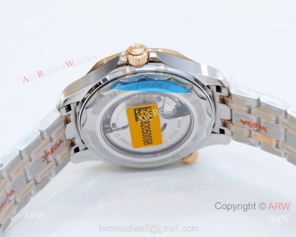 2021 Latest Swiss Grade Copy Omega Seamaster Diver 300M 42mm Watch Two Tone Rose Gold OR 8800 Movement 3