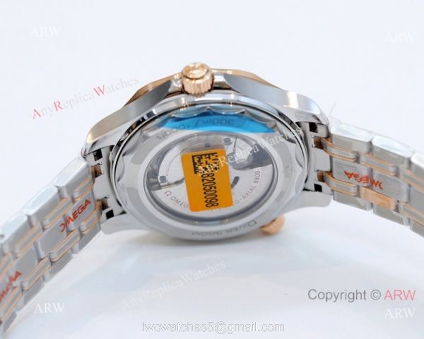 2021 Latest Swiss Replica Omega Seamaster Diver 300M OR 8800 Watch Two Tone Rose Gold Blue Dial 3