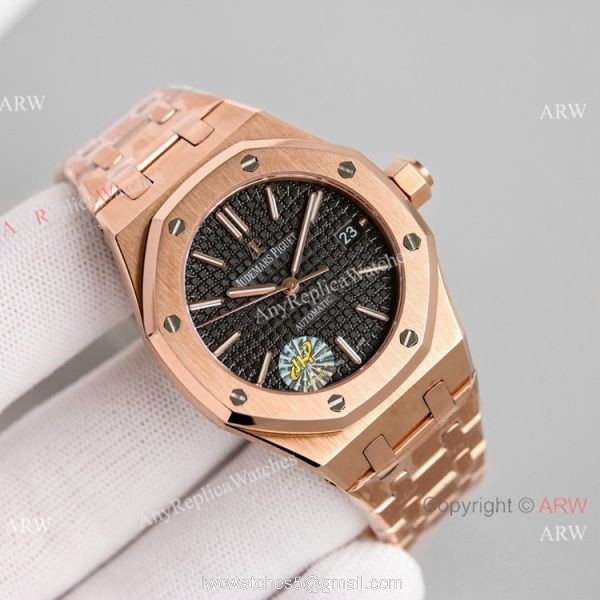 JH Factory Copy Audemars Piguet Royal Oak Women 37mm Cal.3120 Watch Rose Gold Blue Dial 3