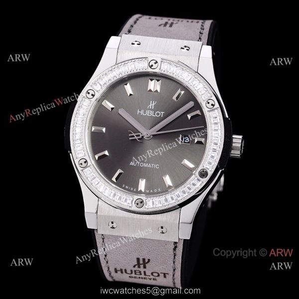 Copy Hublot Classic Fusion Diamond Bezel Green Dial Watch Citizen 8215 Movement 3