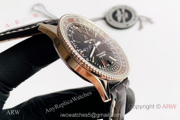 V7 Factory Swiss Replica Breitling Navitimer 1 Watch Black Dial Black Leather Strap 3