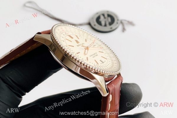 V7 Factory Swiss Replica Breitling Navitimer 1 Watch Stainless Steel Brown Leather Strap 3