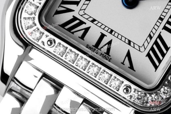 BV Factory Cartier Panthere De Stainless Steel Diamond 22mm Watch AAA Swiss Replica Cartier Watch 3