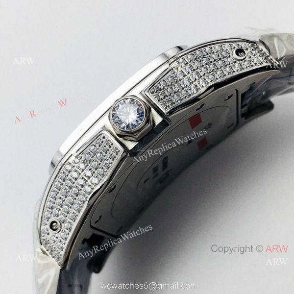 Best Copy Iced Out Cartier Santos Watch Automatic Cartier Santos 100 Diamond Watch 3