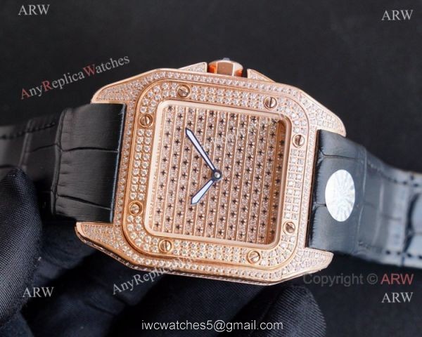 Iced Out Cartier Santos 100 Replica Watches Automatic High End Replica 3