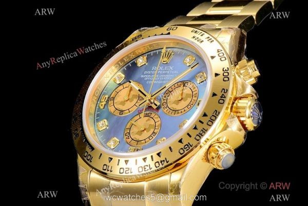 JH Factory Copy Rolex Daytona JH Swiss 4130 Watch Blue MOP Face Yellow Gold 40mm NEW 3
