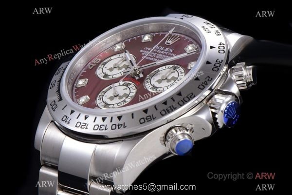 JH Factory Replica Rolex Daytona Swiss 4130 Chronograph Watch Stainless Steel Rose Red Dial 3