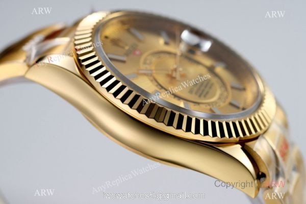 Super Clone AI Factory Rolex Sky Dweller 42mm 326938 Champagne Watch 3