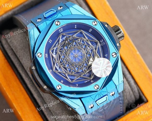 Z Factory Swiss Copy Hublot Sang Bleu 45mm Watch Blue Case Citizen Automatic 3