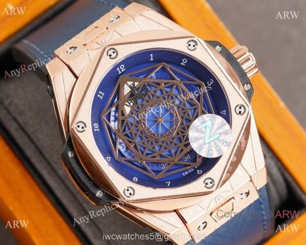 Z Factory Swiss Quality Hublot Big Bang Sang Bleu Blue Rose Gold Watch 45mm 3