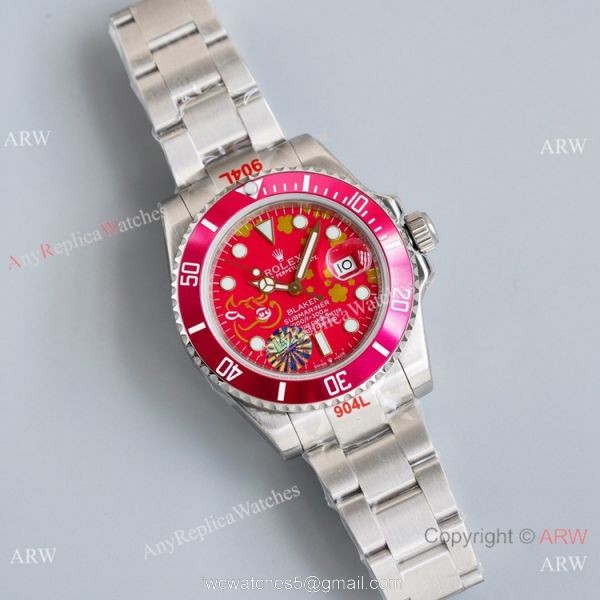 Swiss Grade Copy Rolex Blaken Submariner Limited Edition Watch Red Dial 3