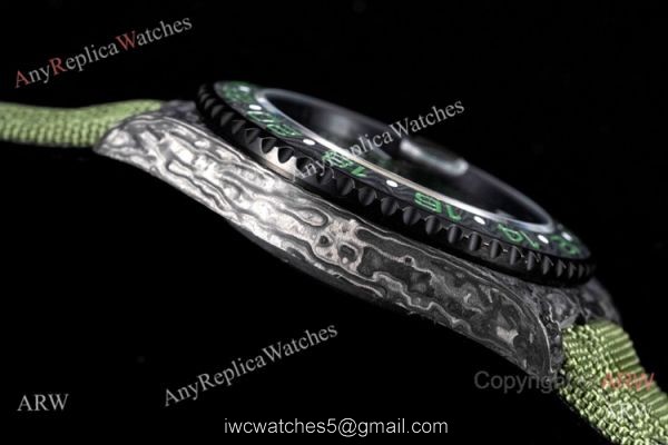 2021 Rolex DiW GMT-Master II Custom Watch JH Cal.3186 Forged Carbon Green Nylon Strap 3