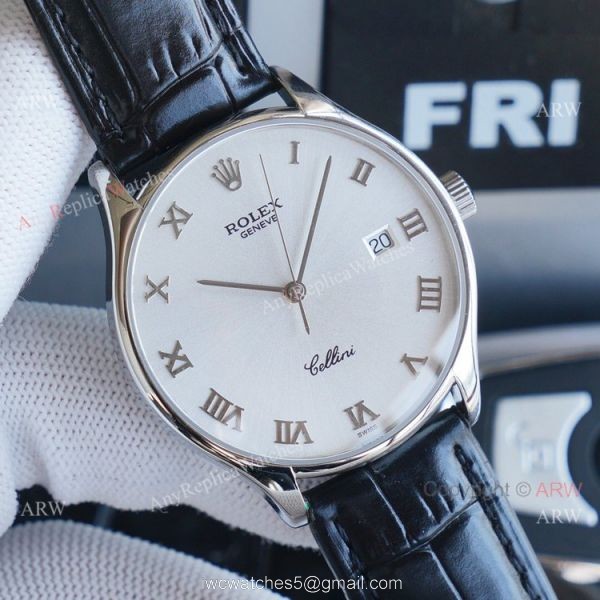 Stainless Steel Rolex Cellini White Dial With Roman Markers Swiss Replica Watches 3