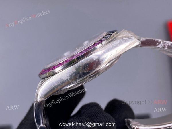Noob Factory Cal.4130 Rolex Daytona Rainbow Pink Face Diamond Watches High Copy 3