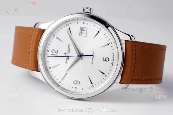 Zf Factory Jaeger-Lecoultre Master Control Date 40mm Silver Dial Brown Leather Band Replica Watch 3