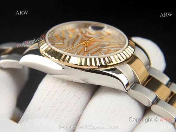 Rolex Datejust 36 Gold Palm Motif Dial Oyster Bracelet Replica Brand NEW 3