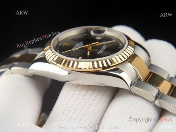 Copy Rolex Datejust 36mm Watch Green Roman Dial Two Tone Oyster 3