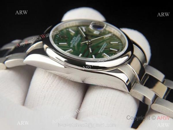 Rolex new Datejust 36 Olive Green Palm dial SS Oyster Bracelet AAA Copy 3