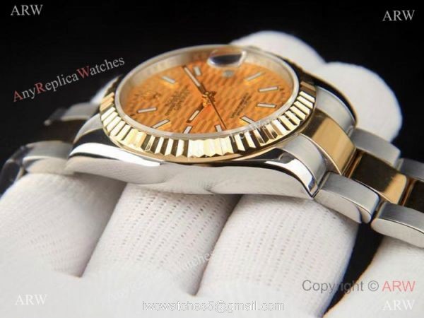 Rolex Datejust 2021 Motif Dial Gold Oyster Bracelet AAA Copy 3