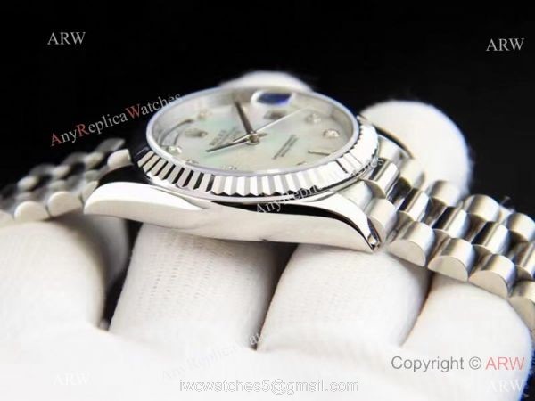 Best Replica Rolex Day-date 36 White MOP Silver President Watch 3