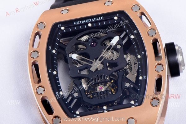 JB Factory Richard Mille RM 52-01 Skull Tourbillon Watch Rose Gold High Copy 3