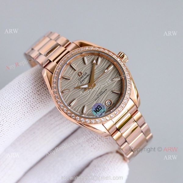 Ladies Omega Seamaster Constellation 34mm Rose Gold Diamond Watch High Copy 3