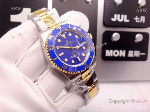 Pre-Owned AAA Replica Rolex Submariner Noob Swiss 3135 Two Tone Blue Watch 40mm 3